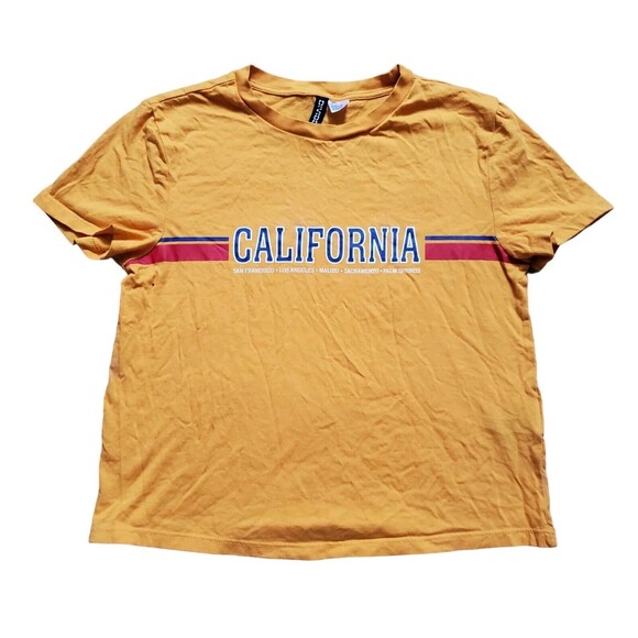 Divided H&M Top Women Small Yellow California T-Shirt Short Sleeve San Francisco - Picture 1 of 5